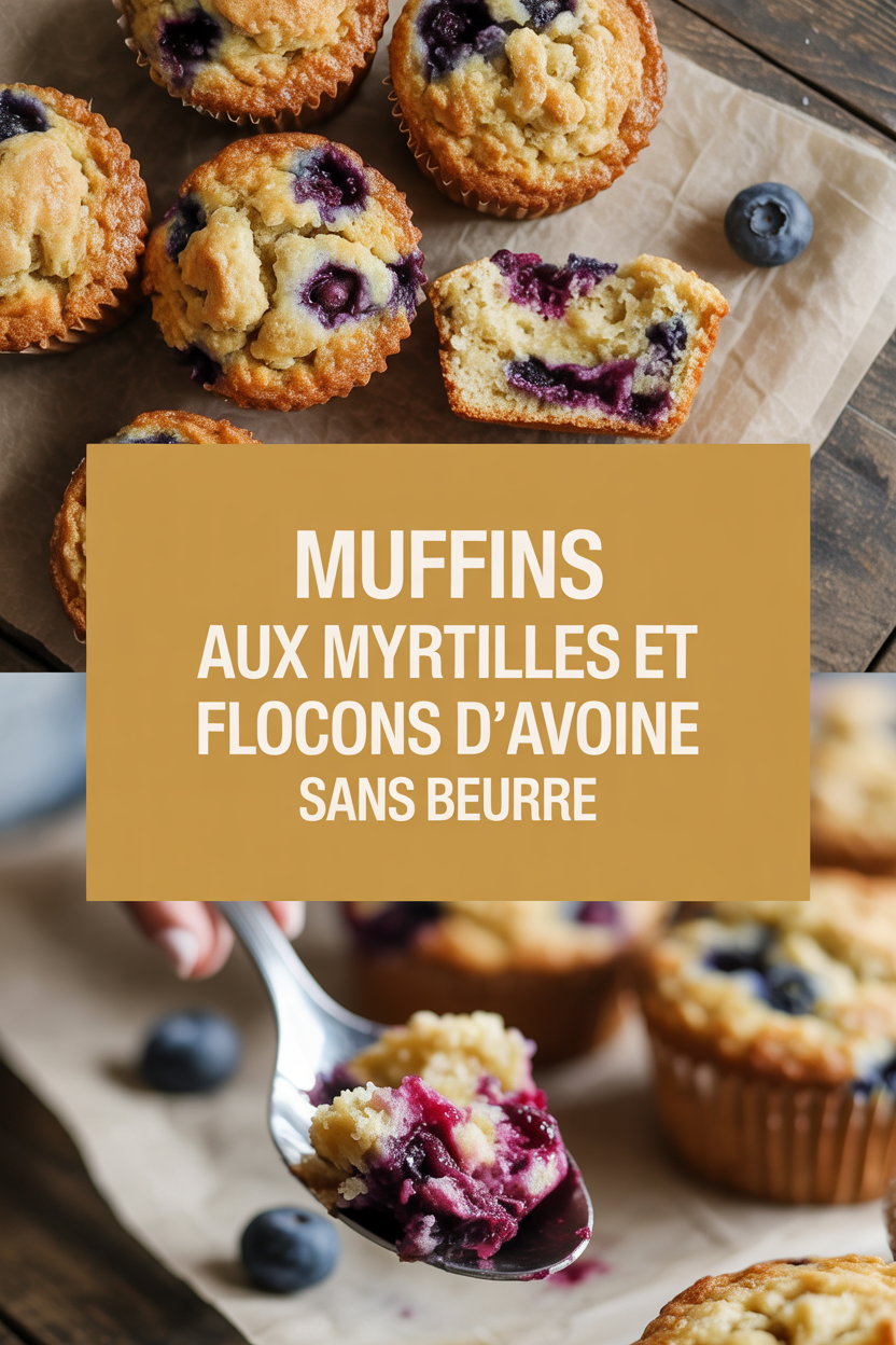 Muffins aux myrtilles et flocons d&rsquo;avoine sans beurre