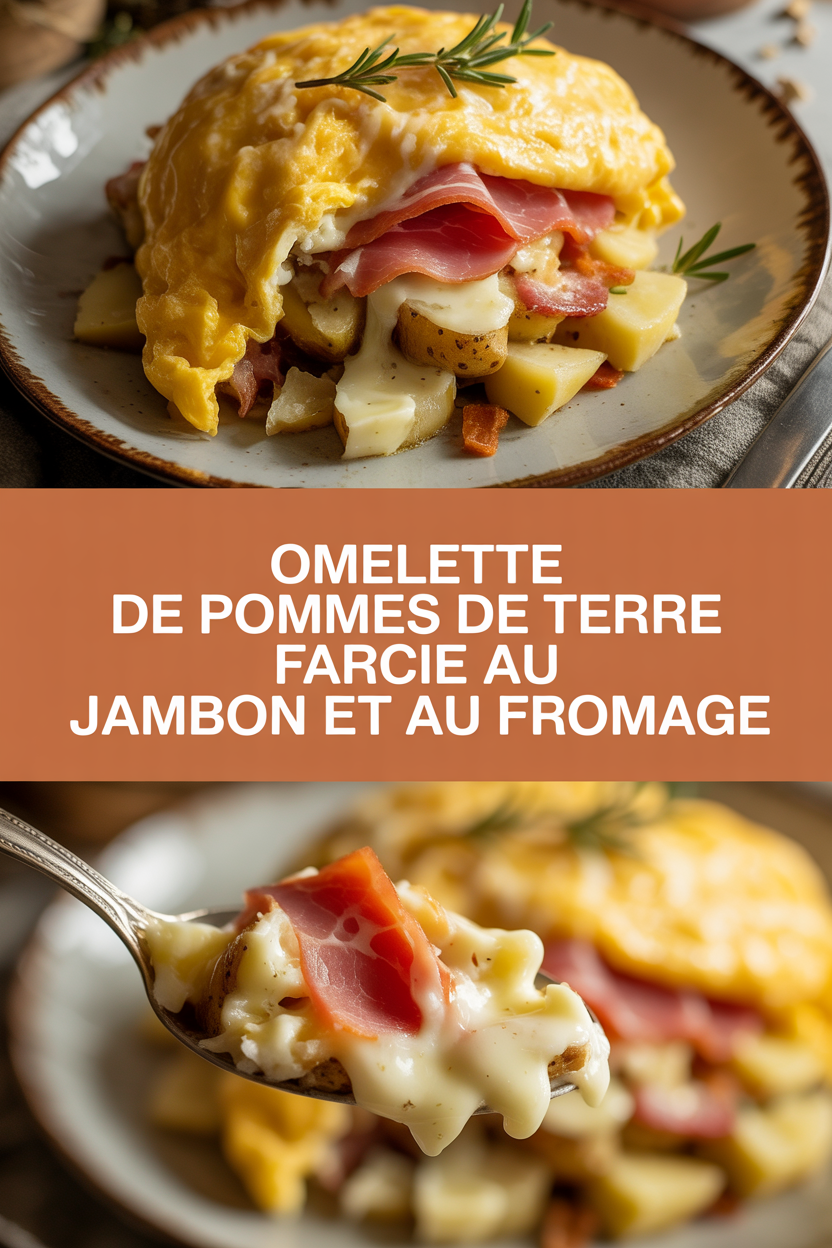 Omelette de pommes de terre farcie au jambon et au fromage
