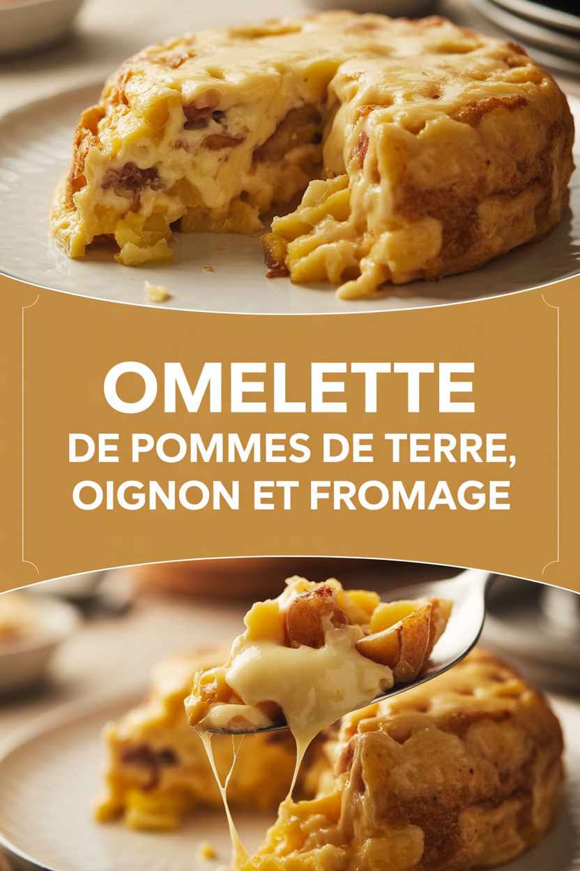 Omelette de pommes de terre, oignon et fromage