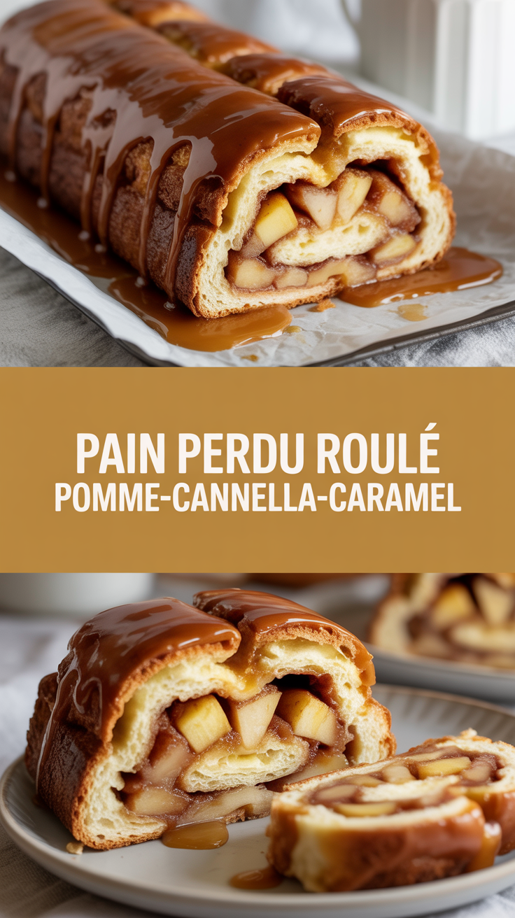 Pain perdu roulé pomme-cannelle-caramel