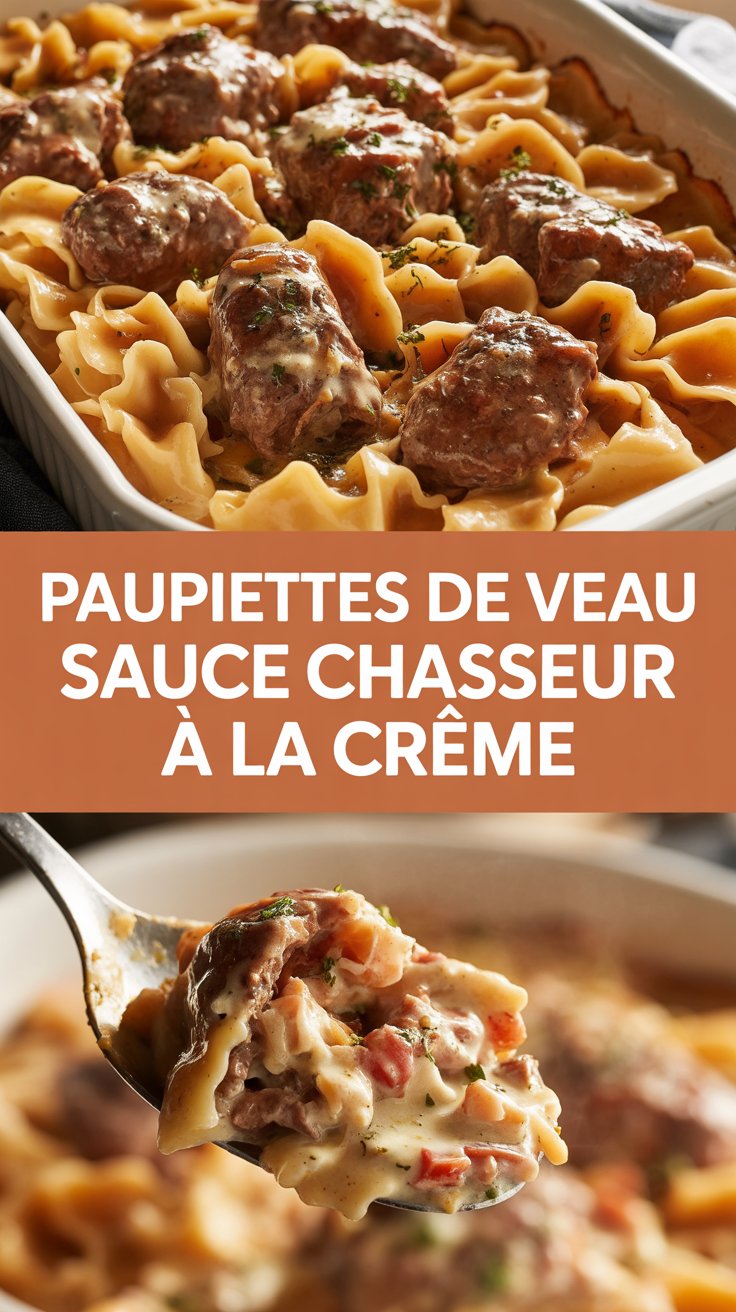 Paupiettes de veau sauce chasseur à la crème