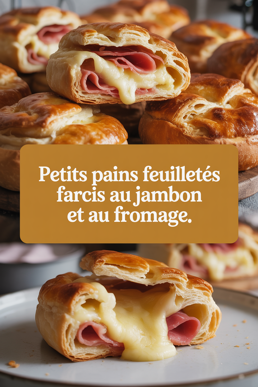 Petits pains feuilletés farcis au jambon et au fromage
