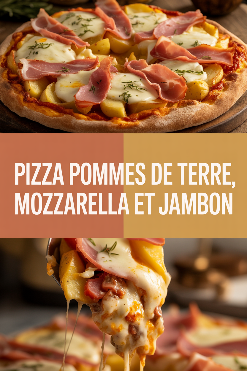 Pizza pommes de terre, mozzarella et jambon