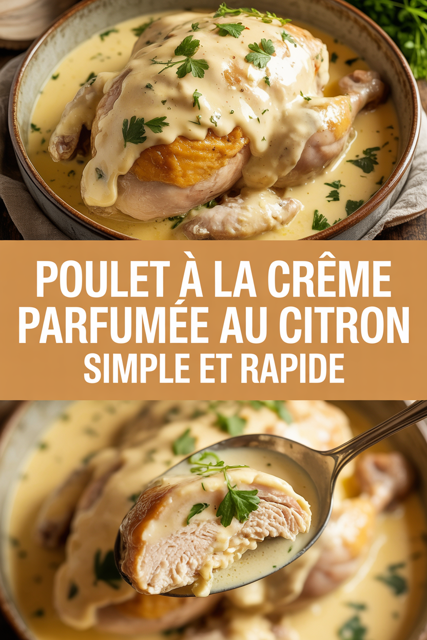 Poulet à la crème parfumée au citron simple et rapide