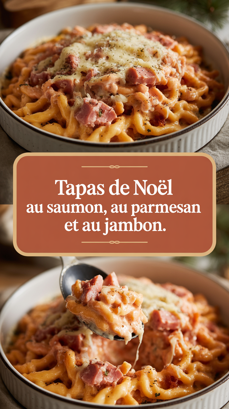 Tapas de noël au saumon, au parmesan et au jambon