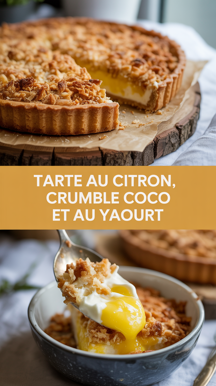Tarte au citron, crumble coco et au yaourt