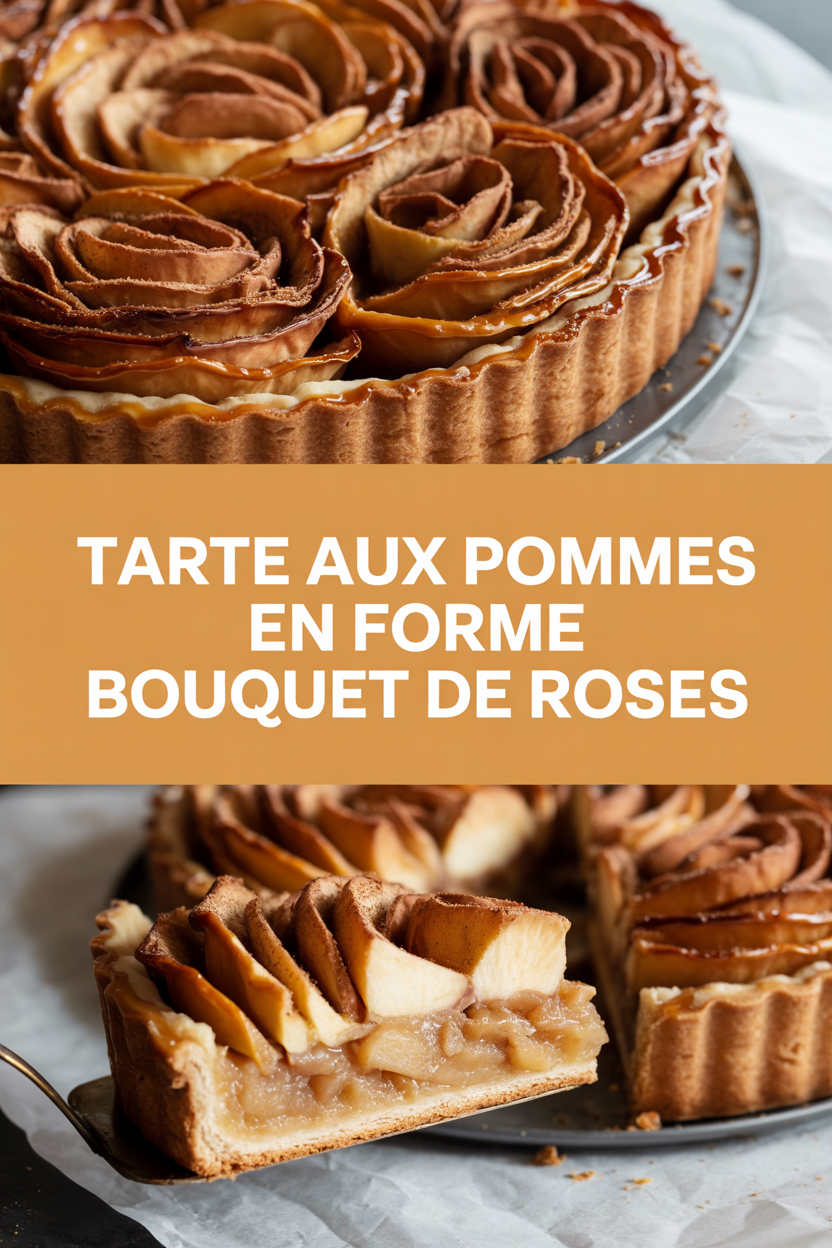 Tarte aux pommes en forme bouquet de roses