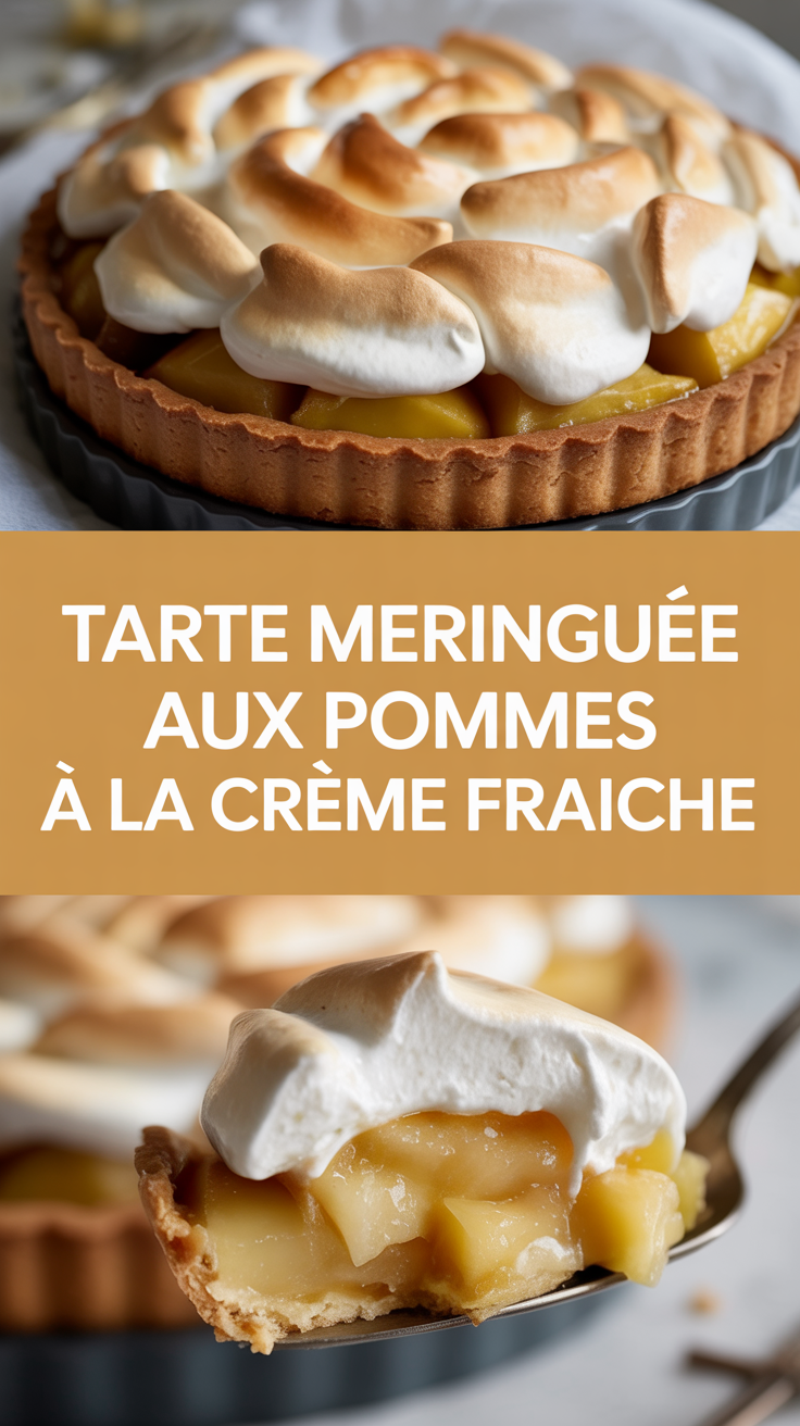 Tarte meringuée aux pommes à la crème fraîche