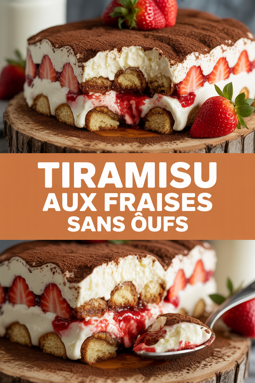 Tiramisu aux fraises sans œufs dessert italien