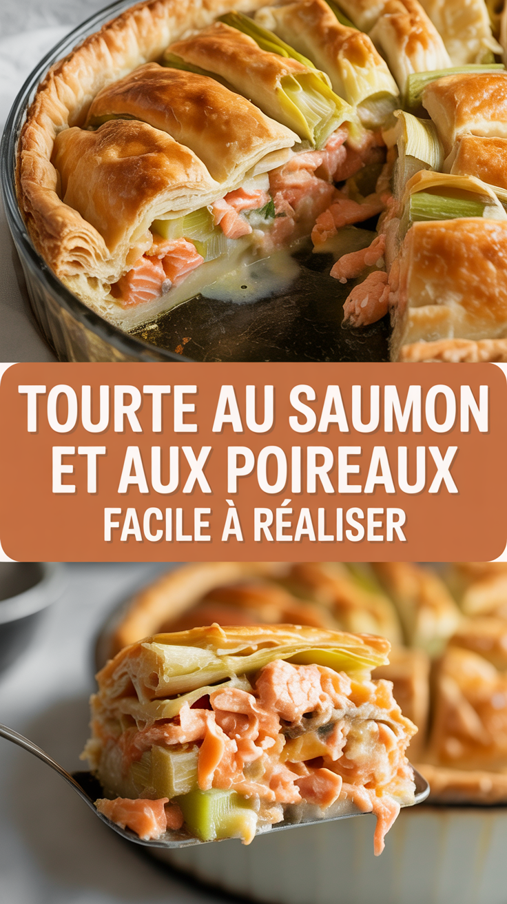 Tourte au saumon et aux poireaux facile à réaliser