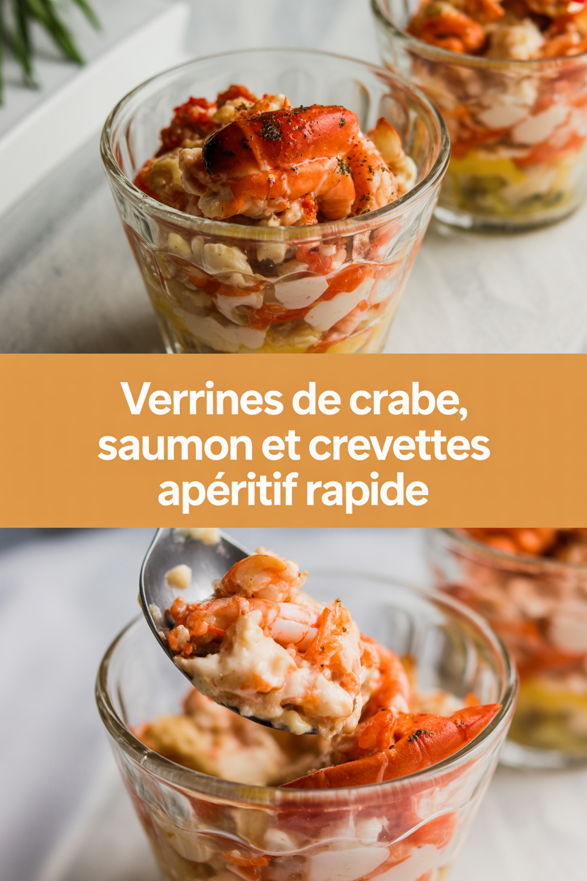 Verrines de crabe, saumon et crevettes Apéritif rapide