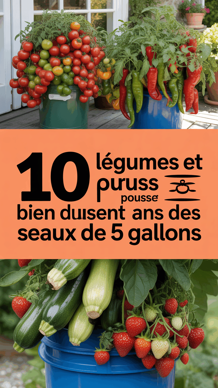 10 Légumes et Fruits Qui Poussent Bien dans des Seaux de 5 Gallons