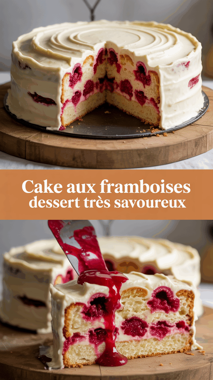 Cake aux framboises dessert très savoureux