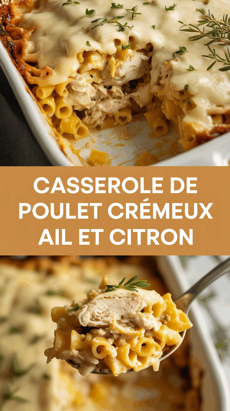Casserole de poulet crémeux ail et citron