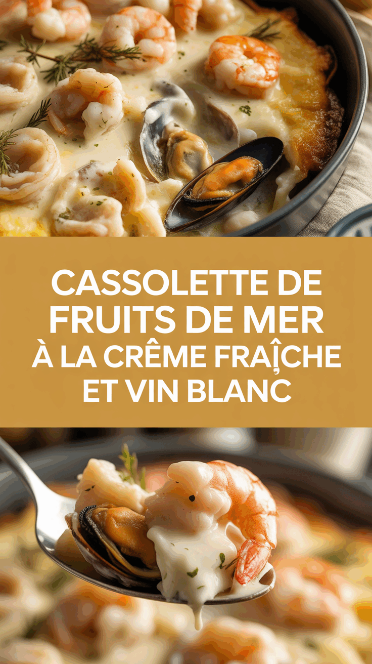 Cassolette de Fruits de mer à la crème fraîche et vin blanc