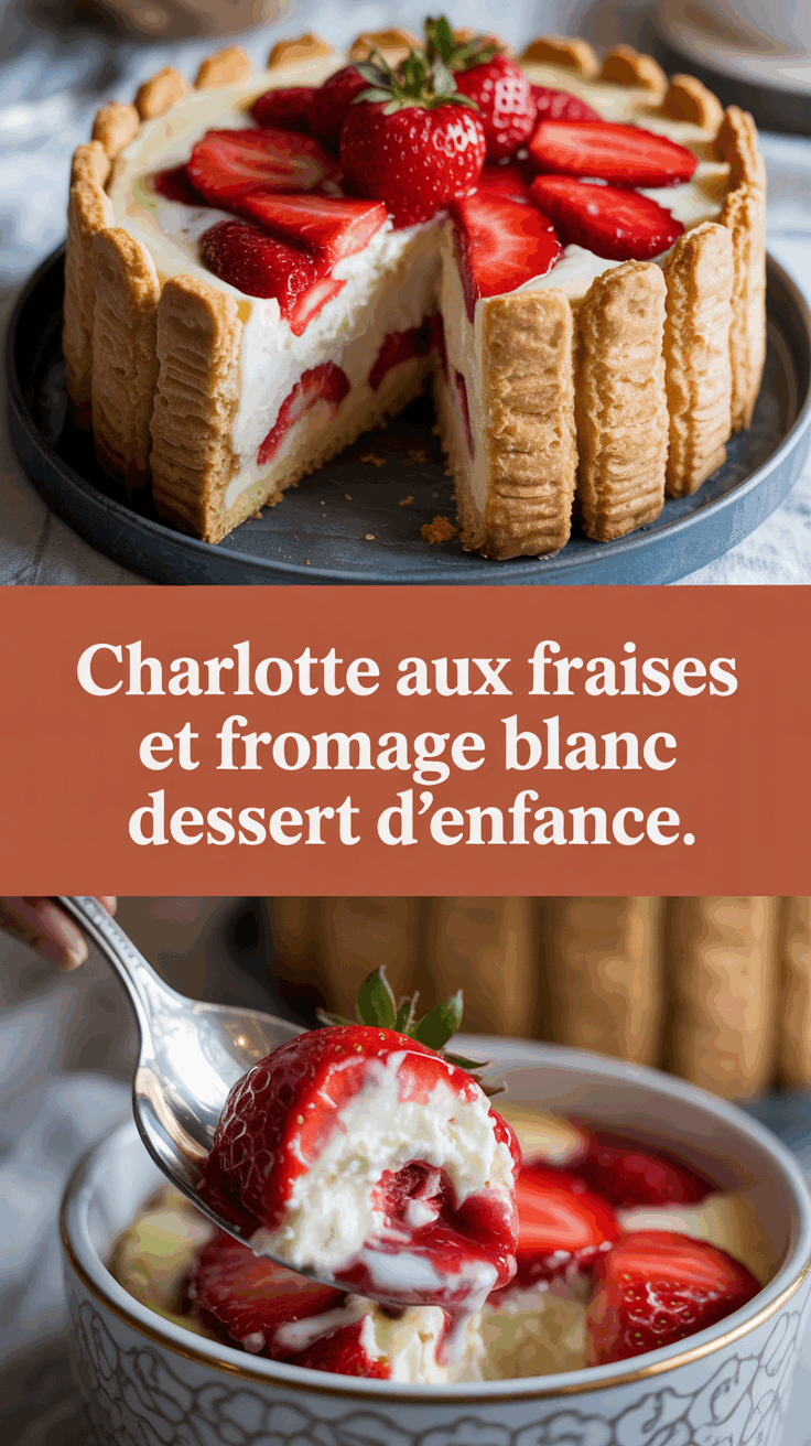 Charlotte aux fraises et fromage blanc dessert d&rsquo;enfance