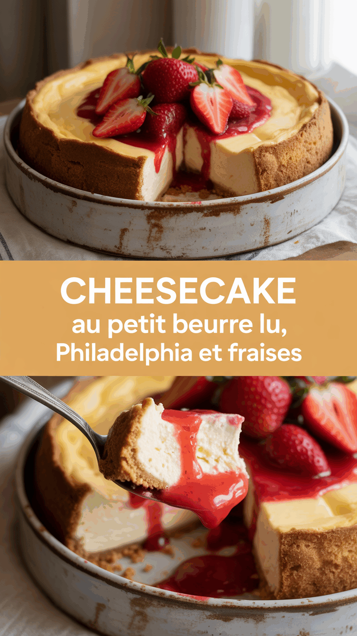 Cheesecake au Petit Beurre LU, Philadelphia et fraises