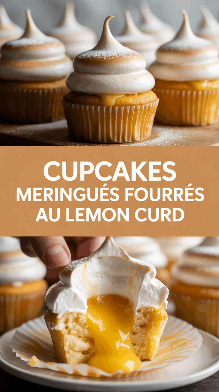 Cupcakes meringués fourrés au Lemon Curd