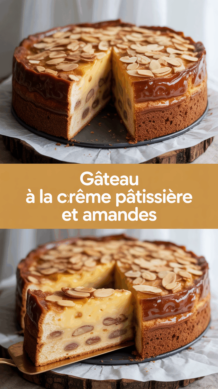 Gâteau à la crème pâtissière et amandes