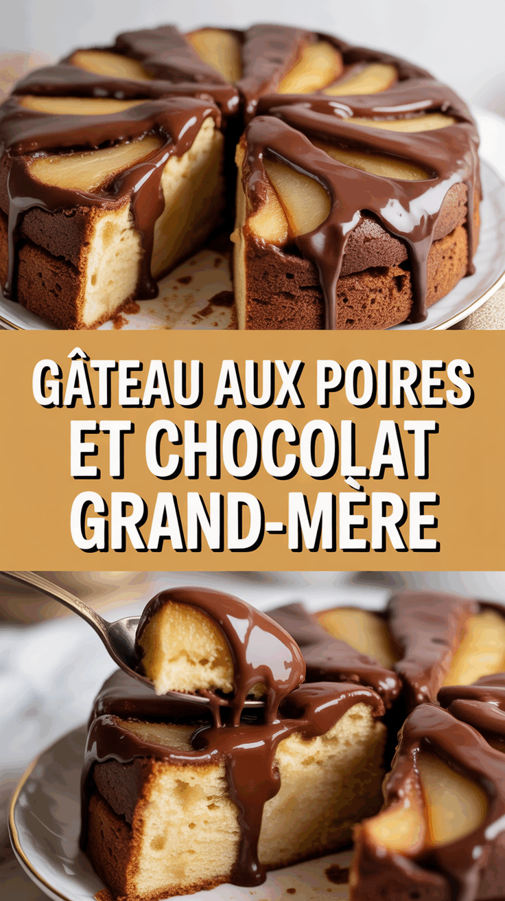 Gâteau aux poires et chocolat grand-mère
