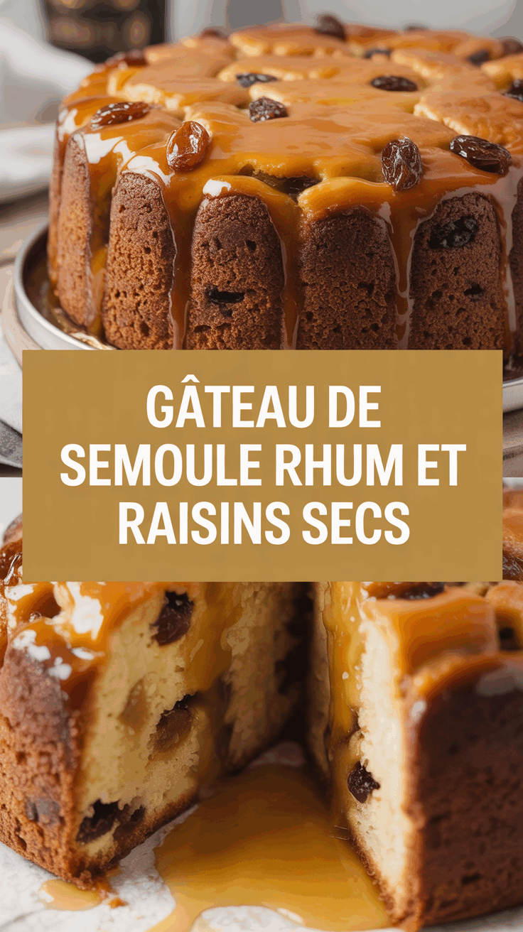 Gâteau de semoule rhum et raisins secs