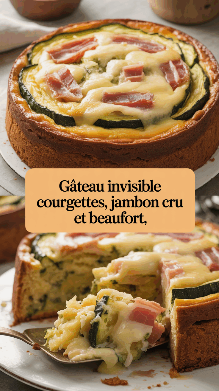 Gâteau invisible courgettes, jambon cru et Beaufort