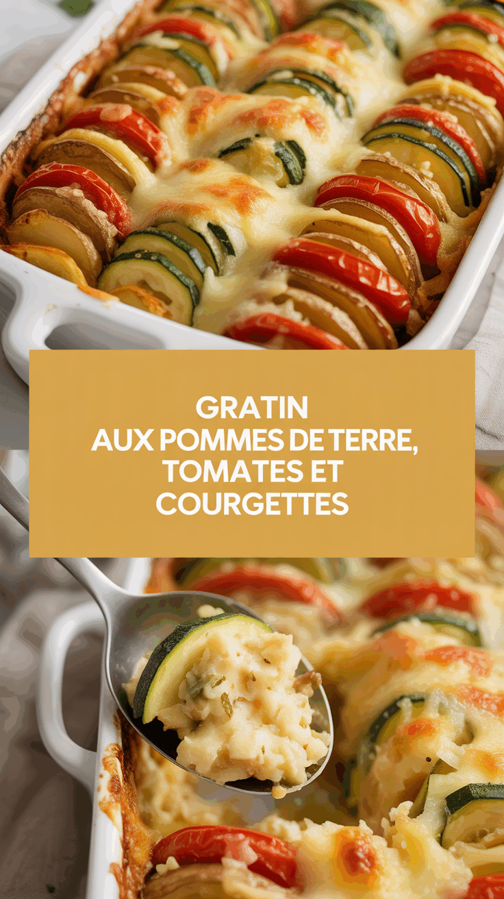 Gratin aux pommes de terre, tomates et courgettes