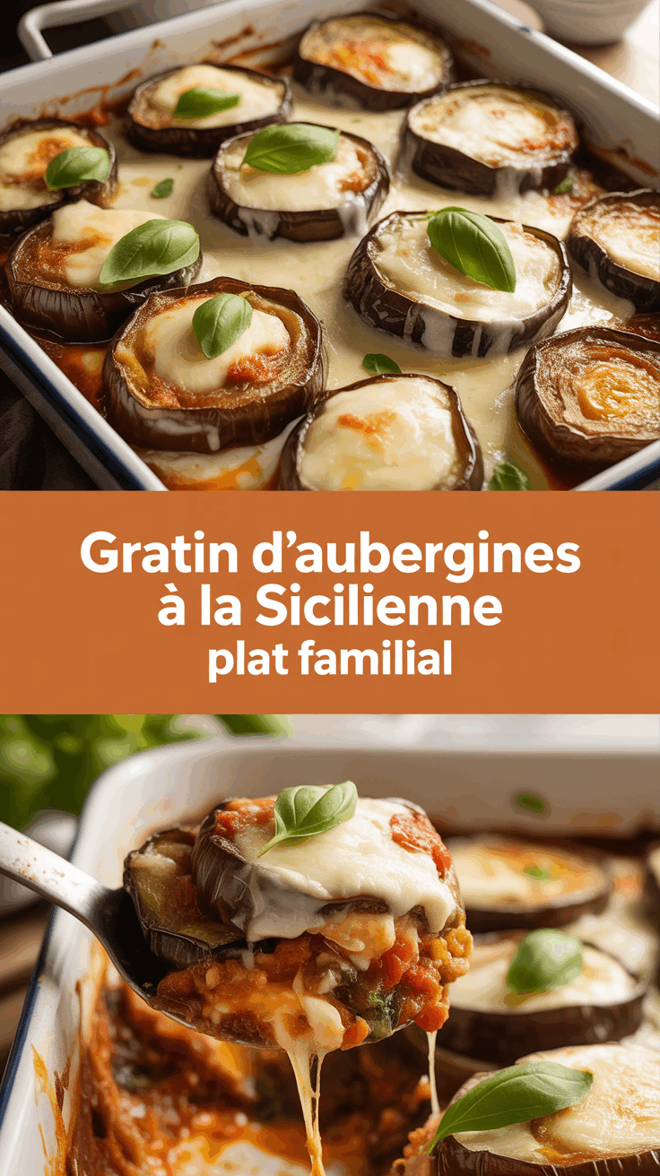 Gratin d’aubergines à la sicilienne plat familial