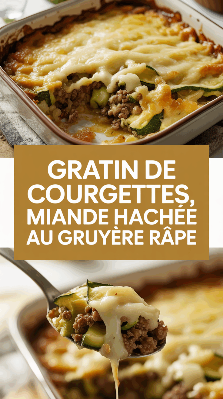 Gratin de Courgettes, viande hachée au gruyère râpé