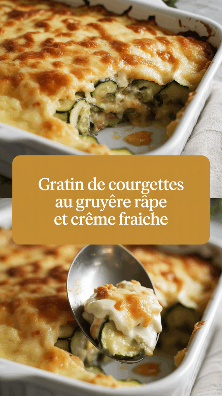 Gratin de courgettes au gruyère râpé et crème fraîche