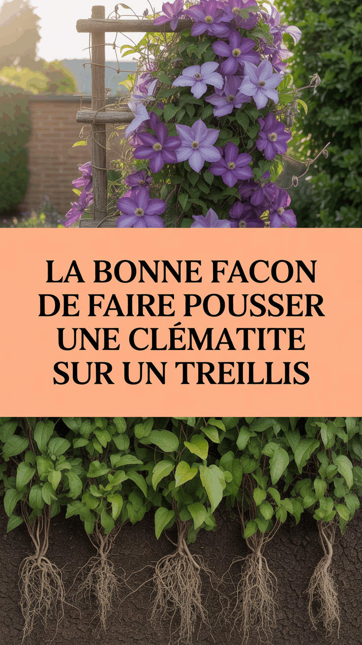 La bonne façon de faire pousser une clématite sur un treillis