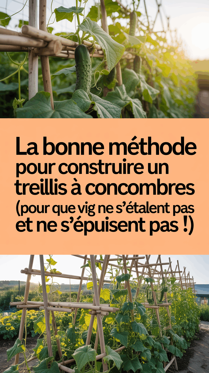 La bonne méthode pour construire un treillis à concombres (pour que vos vignes ne s&rsquo;étalent pas et ne s&rsquo;épuisent pas !)