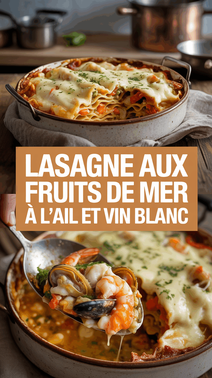 Lasagne aux fruits de mer à l&rsquo;ail et vin blanc