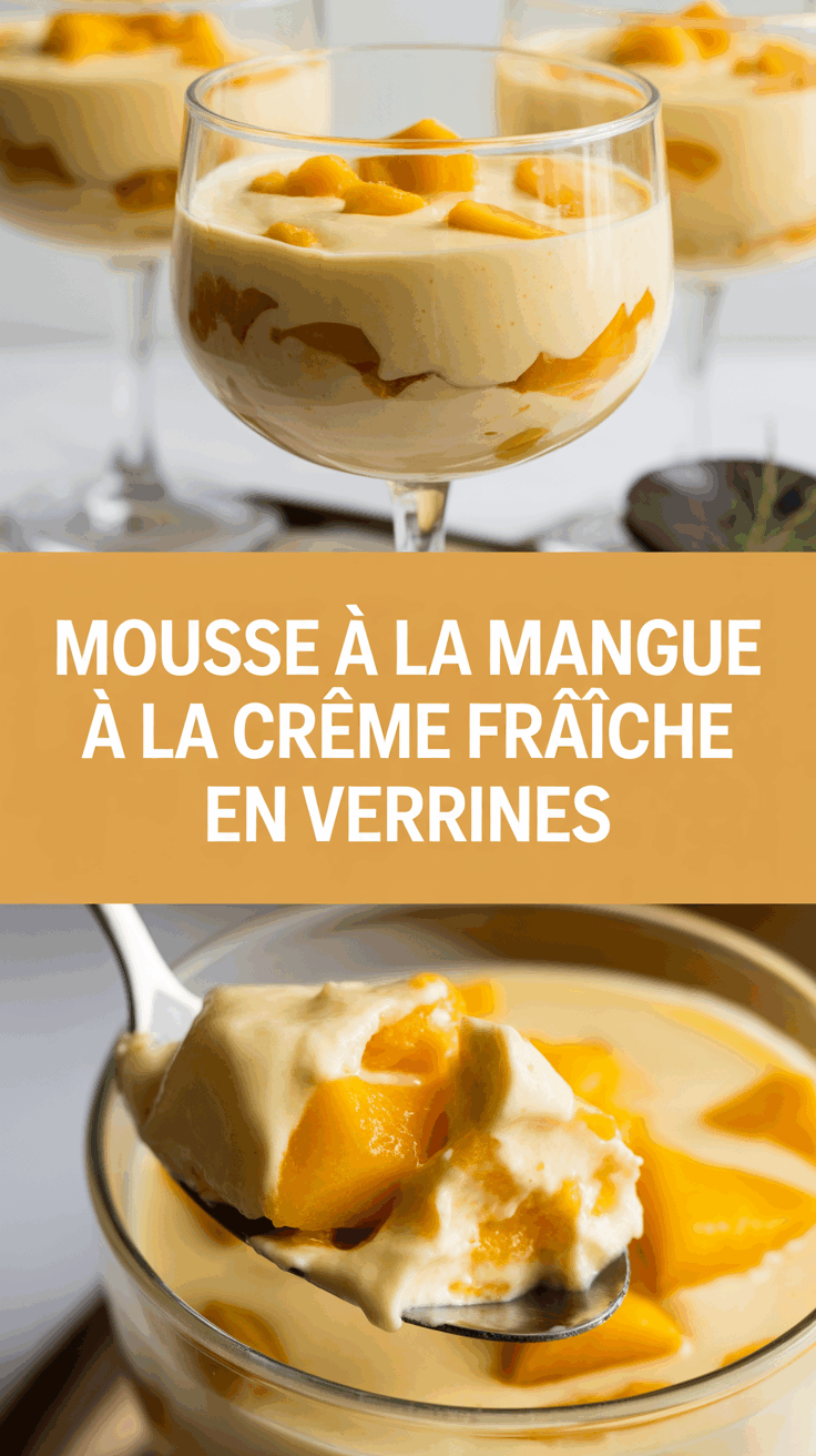 Mousse à la mangue à la crème fraîche en verrines