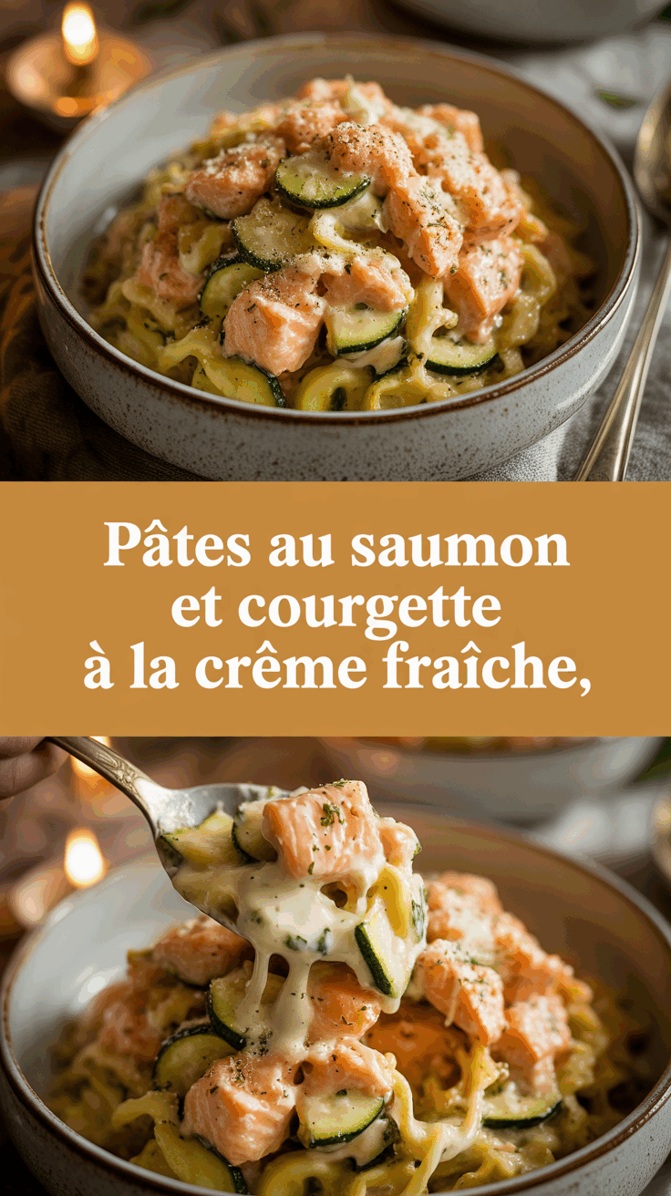 Pâtes au saumon et courgette à la crème fraîche