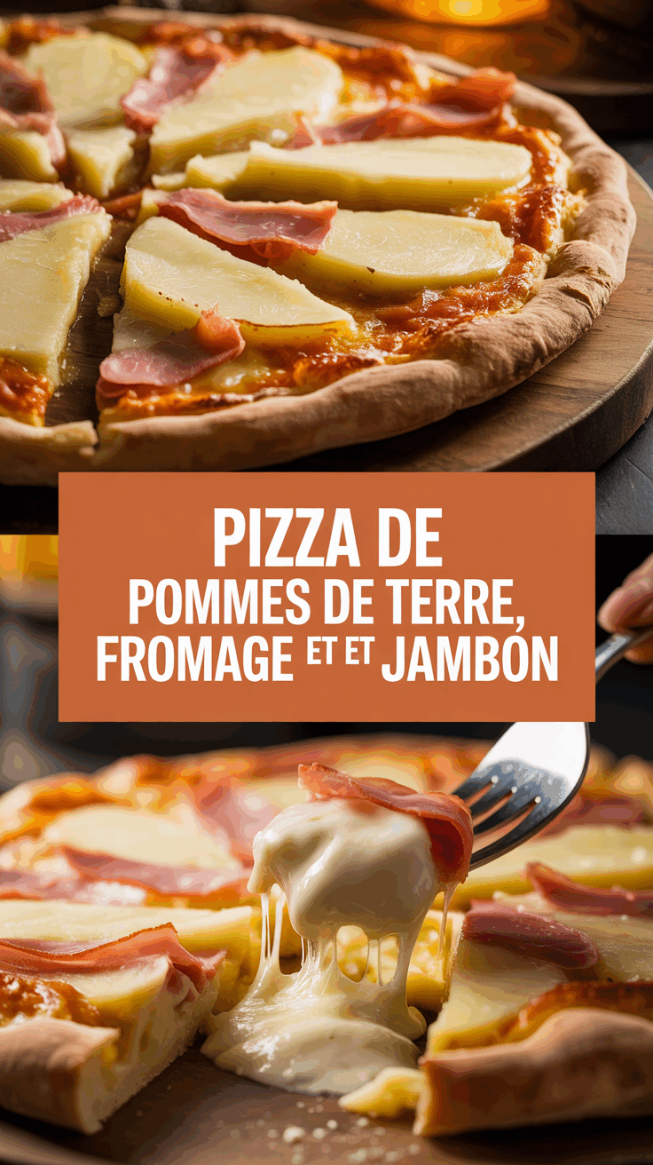 Pizza de pommes de terre, fromage et jambon