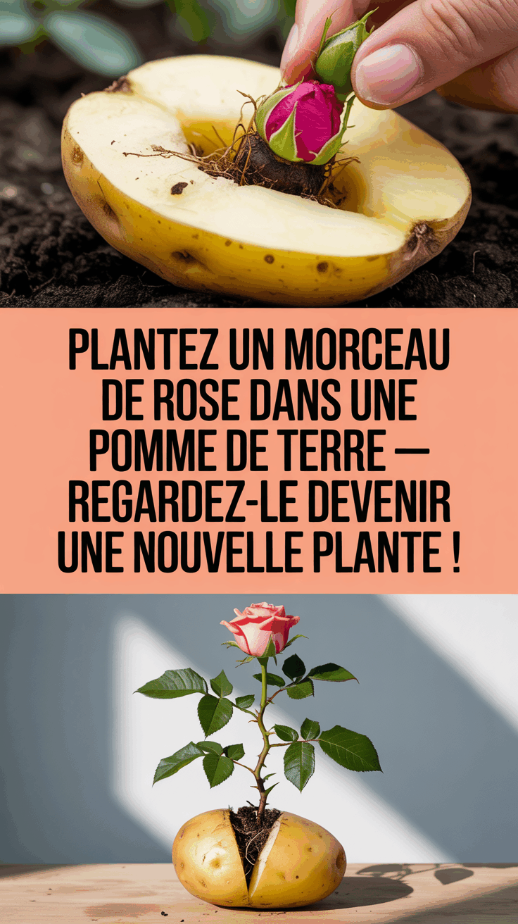 Plantez un morceau de rose dans une pomme de terre — Regardez-le devenir une nouvelle plante !