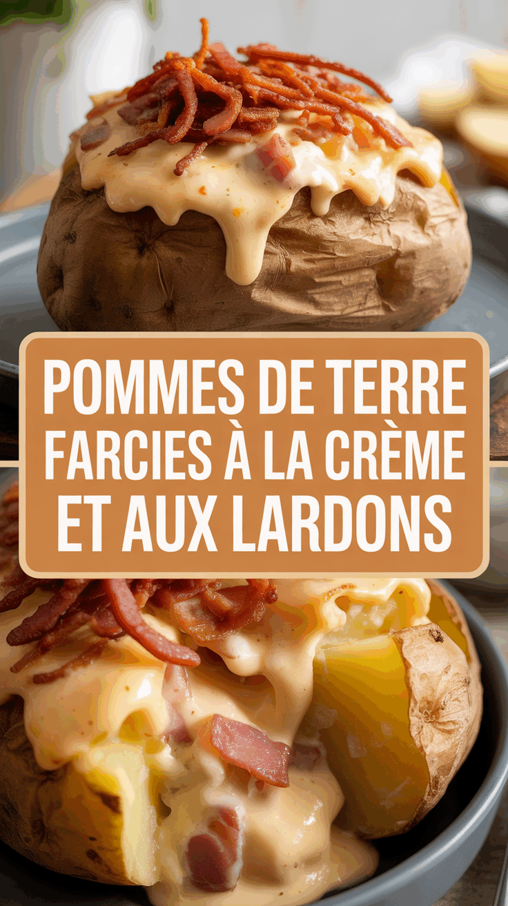 Pommes de terre farcies à la crème et aux lardons