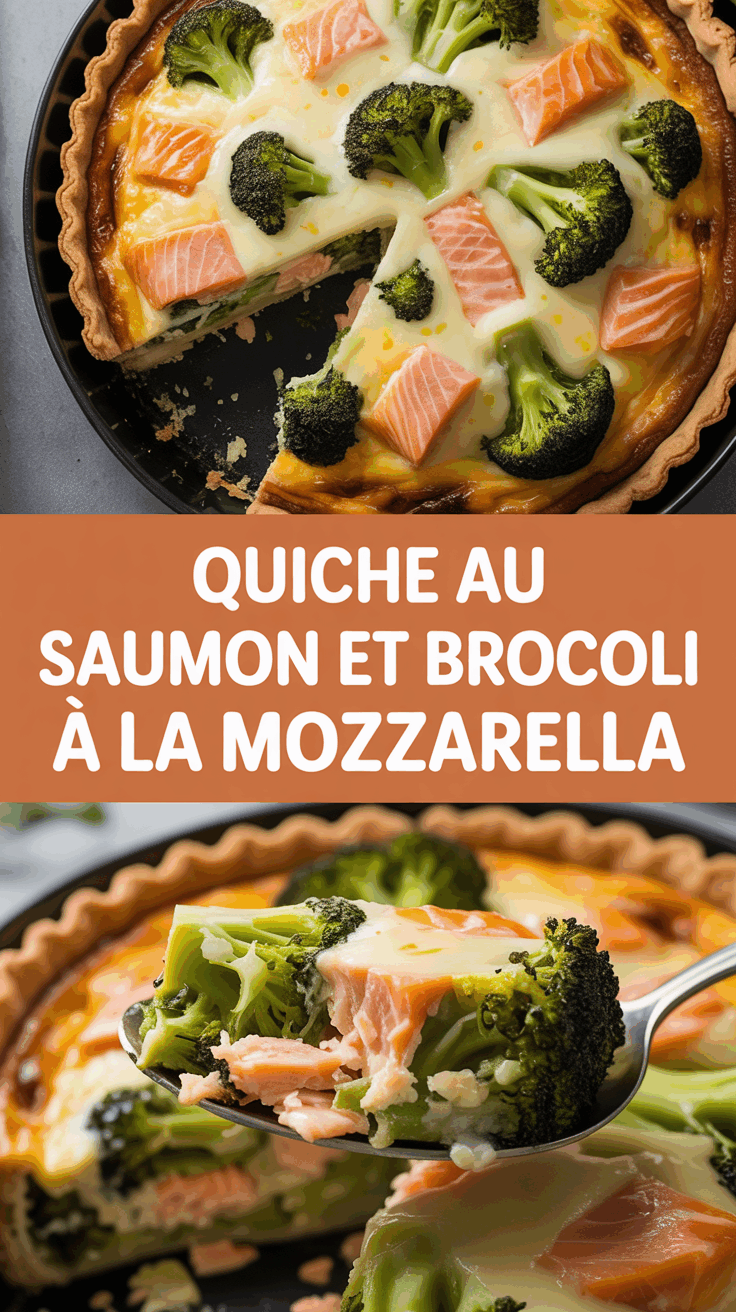 Quiche au saumon et brocoli à la mozzarella
