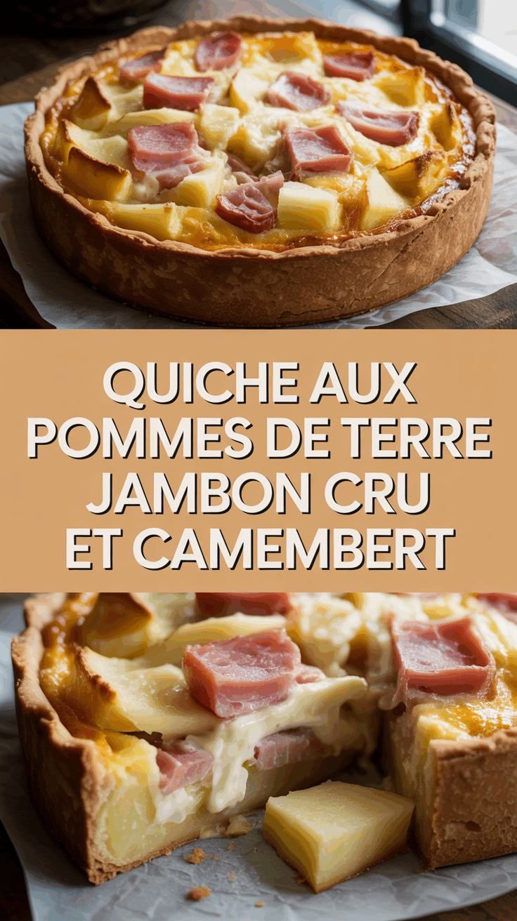 Quiche aux pommes de terre jambon cru et camembert