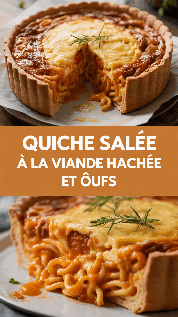 Quiche salée à la viande hachée et œufs