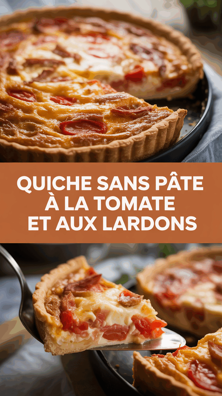 Quiche sans pâte à la tomate et aux lardons