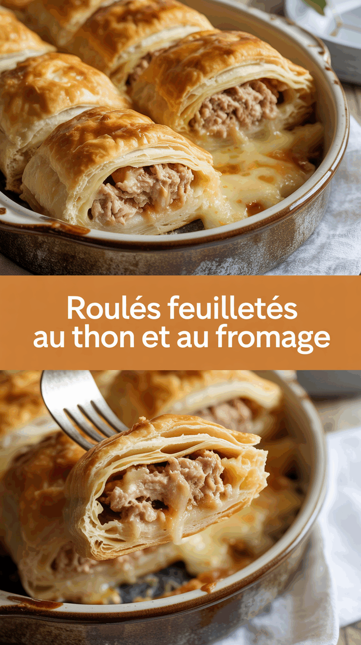 Roulés feuilletés au thon et au fromage