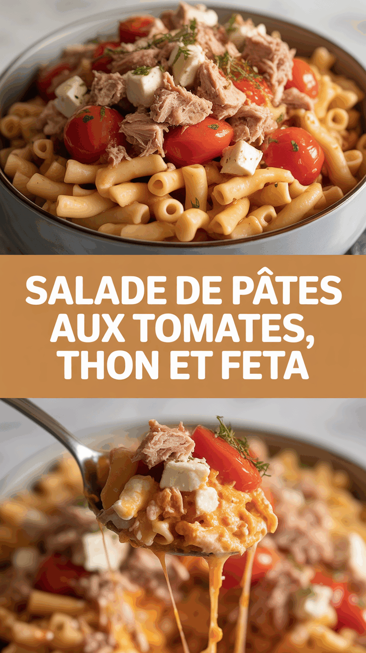 Salade de pâtes aux tomates, thon et feta