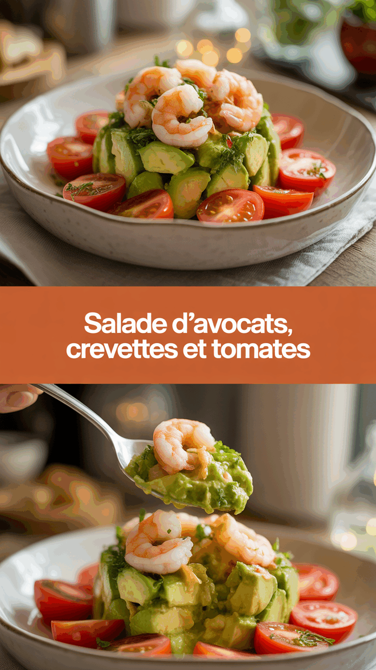 Salade d&rsquo;avocats, crevettes et tomates