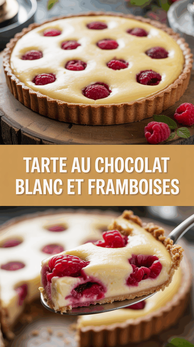 Tarte au chocolat blanc et framboises