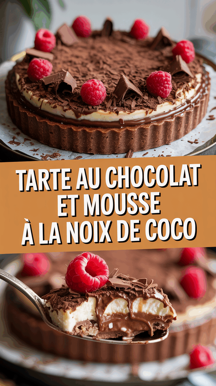 Tarte au chocolat et mousse à la noix de coco