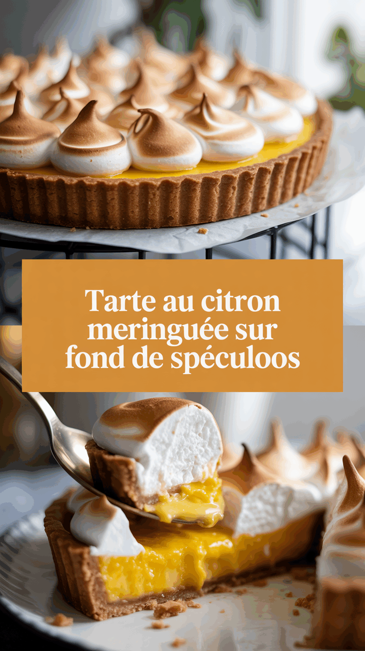 Tarte au citron meringuée sur fond de spéculoos