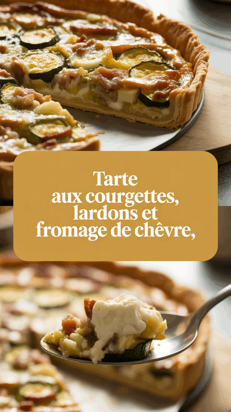 Tarte aux courgettes, lardons et fromage de chèvre