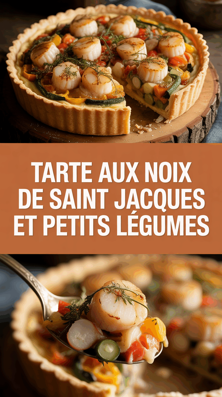 Tarte aux noix de saint Jacques et petits légumes